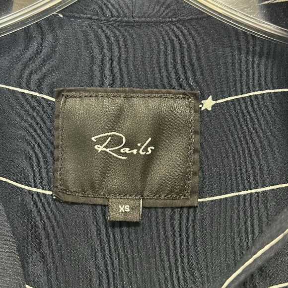 Rails - "Rhea" Stars and Stripes Necktie Blouse - Size XS, Navy Blue, White - Picture 11 of 13